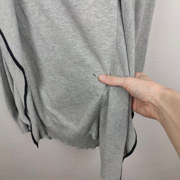 Tsumori Chisato Sweater Womens Medium Gray Ruffled Short Sleeve Cotton Silk FLAW - Picture 4 of 11